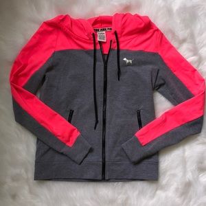 PINK gray and hot pink hoodie zip up